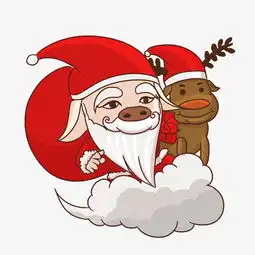 圣诞老人与圣诞驯鹿卡通手绘插画图片素材其他格式下载动漫人物大全