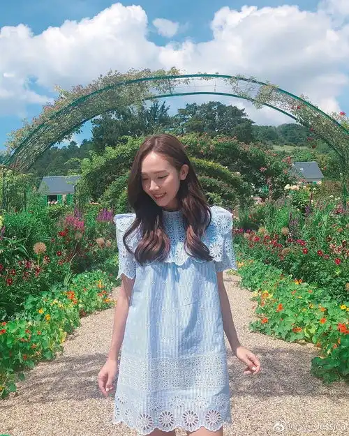 郑秀妍花海中回眸浅笑,宛如童话里的公主