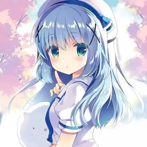 唯美动漫女生头像欲落的樱花等不到富士山的日落