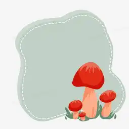 手绘蘑菇虚线边框元素png图片素材免费下载psd格式30003000像素熊猫办公