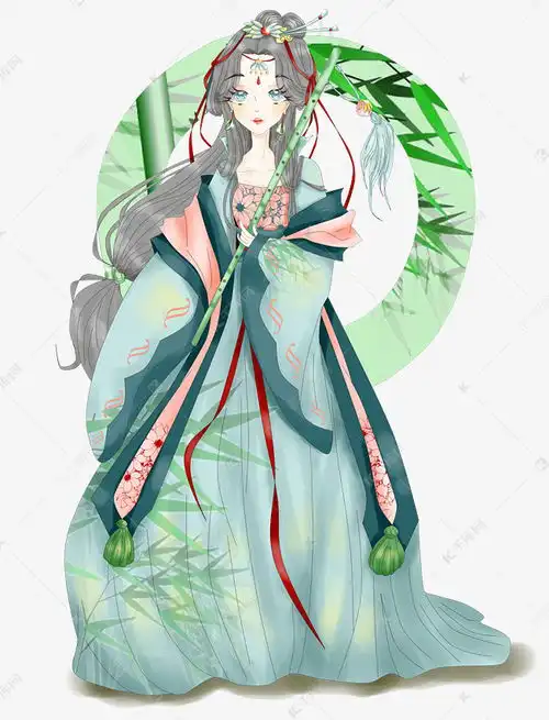 动漫手绘厚涂古风唯美仙侠拿萧女子插画png素材图片免费下载千库网