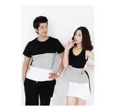 2013新款韩版男女装短袖情侣t恤简单拼色情侣装