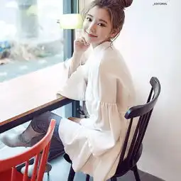 韩国女装冬装甜美可爱宽松荷叶袖打底连衣裙堆糖,美图壁纸兴趣社区