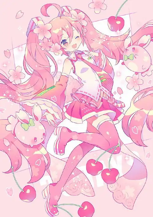 二次元少女可爱粉红系女