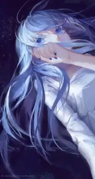 求蓝瞳蓝发动漫女孩图片