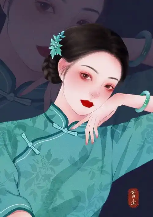 古风插画古风旗袍女古风女生壁纸