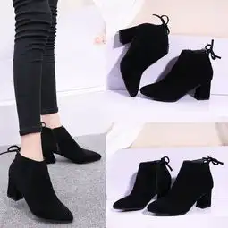 中跟磨砂短靴女秋冬季2018新款踝靴马丁靴女英伦风粗跟高跟鞋子