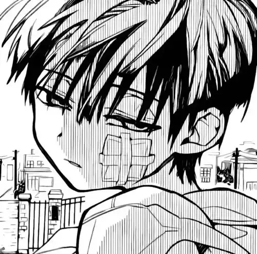 动漫男头微笑,挥手,再见,结束