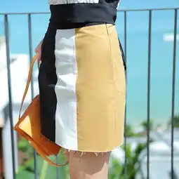 mmj私服定制四色拼接撞色半身裙弹力棉西装堆糖,美图壁纸兴趣社区