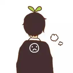 一对背影的情侣卡通动漫的头像,头上有草,背上有一个难过的表情,谢