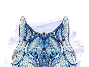 几何脸谱狼老虎老鹰儿童房可爱卡通装饰画图片下载动物装饰画大全北欧装饰画编号16828661