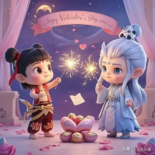 动漫头像哪吒敖丙q版cp头像