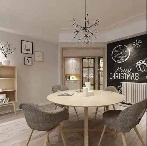 72平北欧风灰色客厅加入红色软装和原木设计,既不抢镜又活力四射