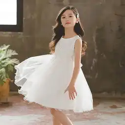 女童仙气甜美公主裙小女孩白色蕾丝网纱蓬蓬裙婚礼演出主持人礼服,一品好特惠