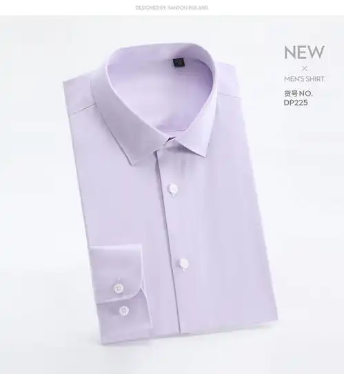 汤河之家2020春季新款男士纯棉dp免烫衬衫中青年商务蓝色长袖a