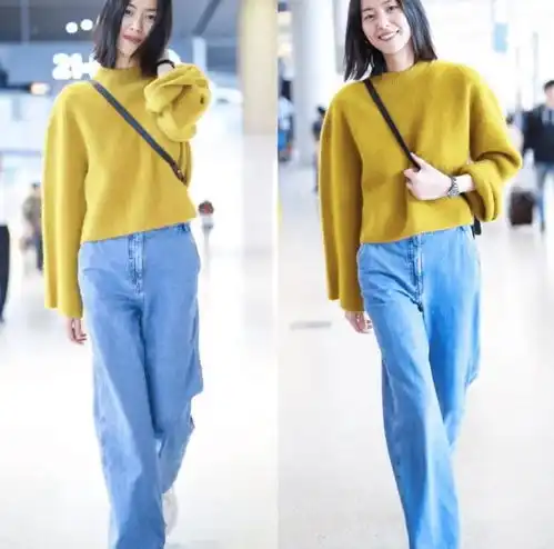 左小青真不像43岁的人,黄色毛衣配健美裤显瘦时髦,让中年人羡慕