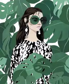 第135期美国插画师bijoukarman笔下时尚女性与植物主题系列作品