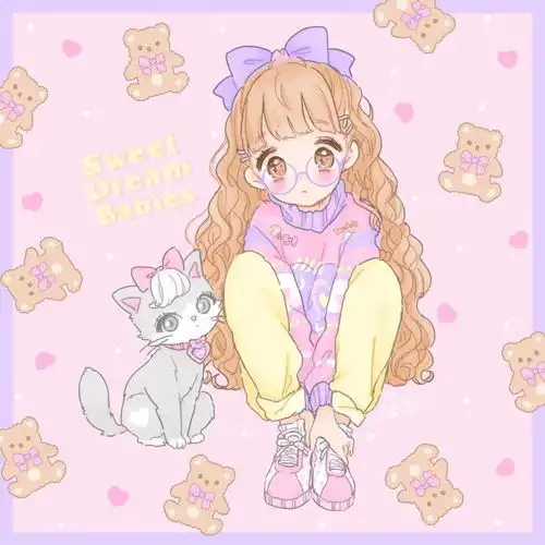 二次元少女可爱粉红系动