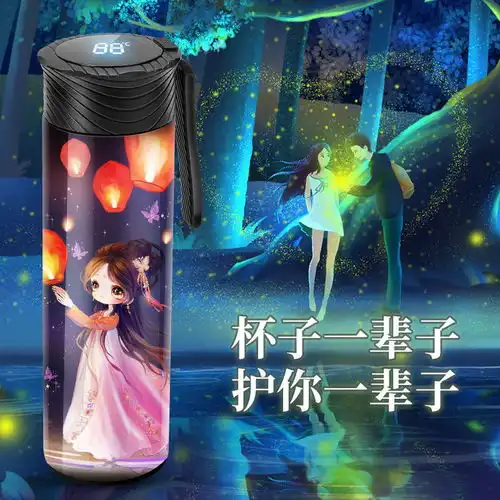 智能保温杯男女学生韩版可爱网红ins闺蜜高颜值防摔不锈钢水杯子