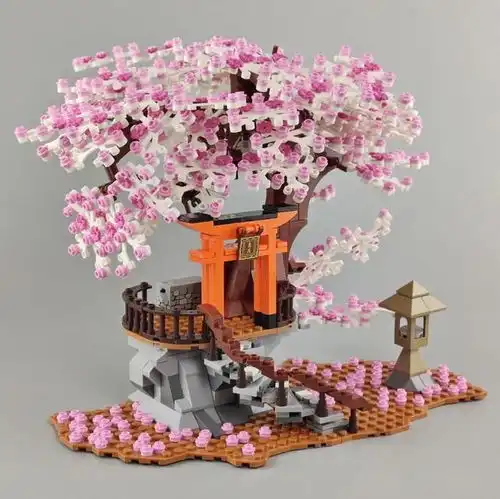 森宝积木601705601706樱花季系列武大的樱花你们去看了吗