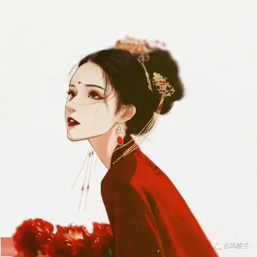 最新一期红衣小姐姐复古头像,快拿去换上吧