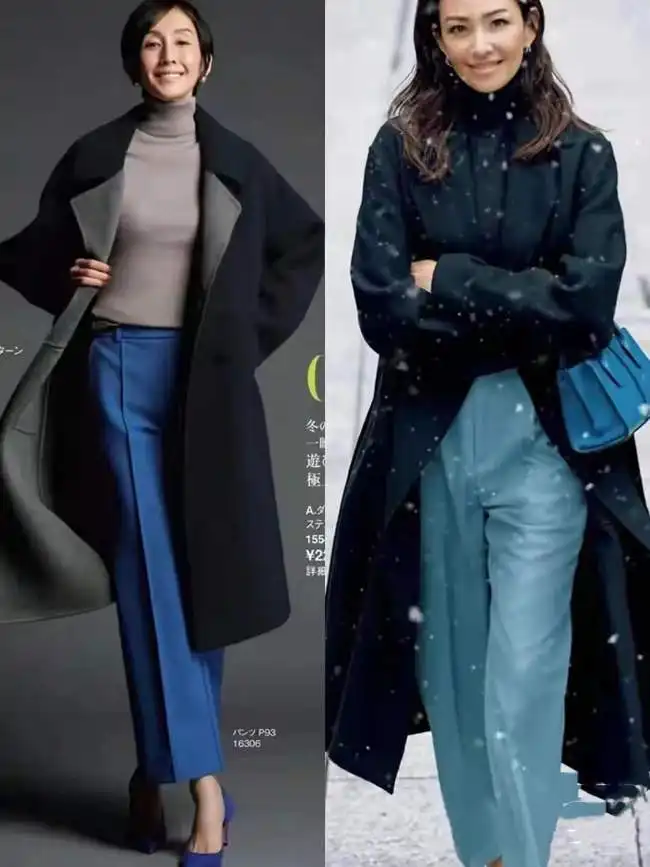 冬天别总穿黑白灰,蓝色系高级雅致,轻轻松松美成焦点