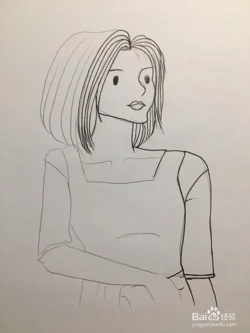 幼儿简笔画画一位短发姐姐短发女人简笔画