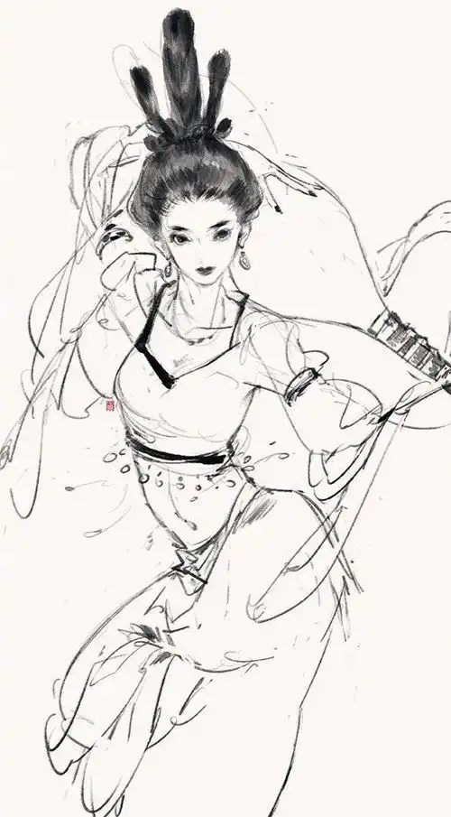 绝古风美女人像线稿,收获新老婆