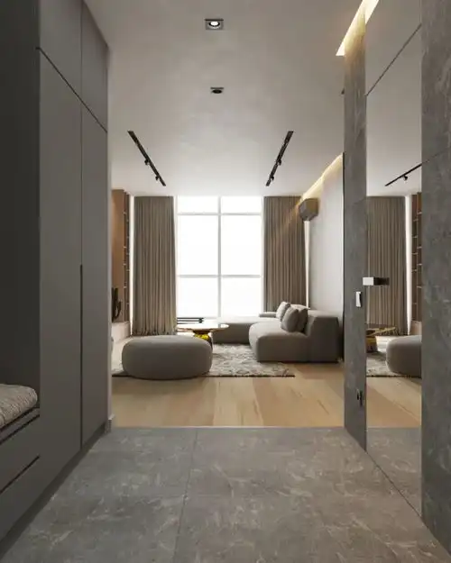 男主送女友80㎡婚房,客厅坚持不贴瓷砖,卫生间自己设计,好高级