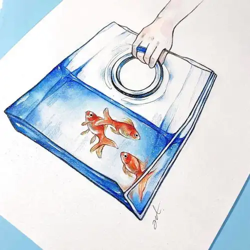 水彩彩铅清新韩系十足精致美少女插画作品