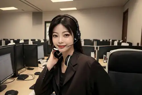 电脑女性客服人物肖像摄影图摄影图下载至来源处