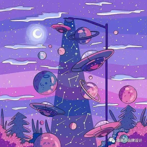 插画丨少女心爆棚的粉紫色系插画,像被施了魔法万物皆可甜