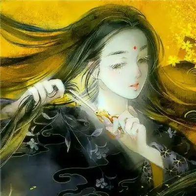 唐崎夜雨手绘古风女生头像