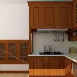 原木色蓝色6190平米二居室清新海风系北欧风格厨房效果图