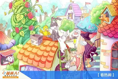 插画巫女看热闹背景图小清新治愈系壁纸儿童生活绘本