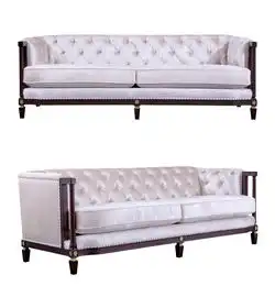 福溢家居美式乡村客厅沙发小户型双人布艺沙发现代简约拉扣沙发