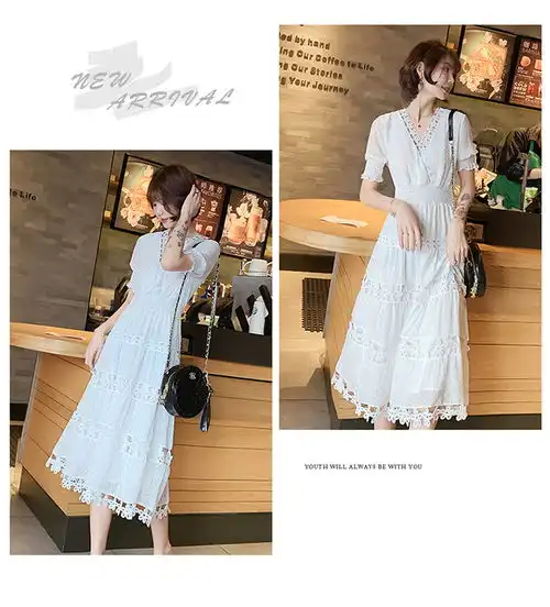 很仙的白色连衣裙2019流行夏天裙子清新仙女裙超仙法国小众初恋裙zcy