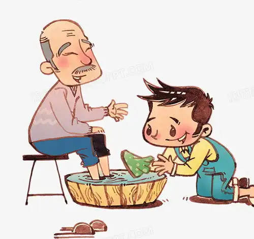 卡通手绘给爷爷洗脚png图片素材下载爷爷png熊猫办公