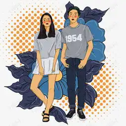 文艺小清新情侣插图素材图片免费下载高清psd千库网图片编号11444681