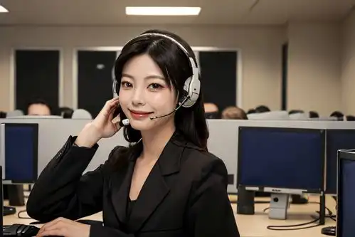 电脑女性客服人物肖像摄影图摄影图下载至来源处