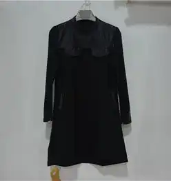秋水伊人女式黑色带皮质打底衫