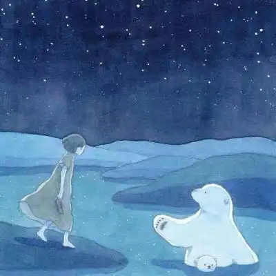 安奈治愈系插画女孩和北极熊卡通动漫头像我要个性网