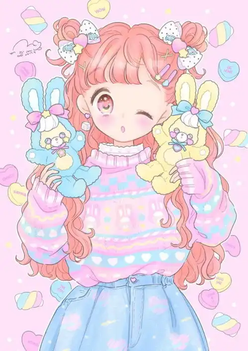 插画壁纸头像丨粉色系二次元卡通动漫少女童话世界