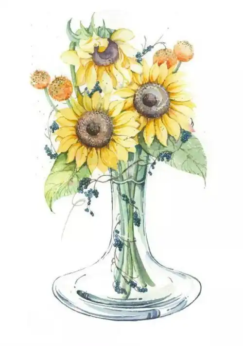 小清新的水彩瓶花系列作品,赶紧收藏吧
