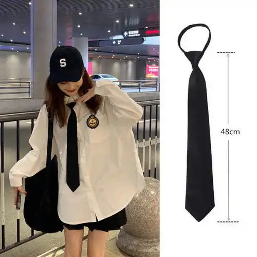 ins原宿学院风男女长短款jk工作服黑色领带日系制服配饰衬衫女