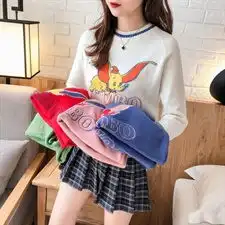 犭虫家2019新款韩版女装个性小飞象针织毛衣