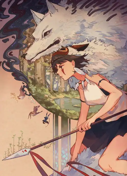 风格浓郁的二次元美少女同人插画,人物就像水晶拼合似的美