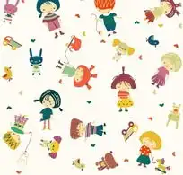 淡粉色背景上的卡通女孩和可爱动物下载2051795