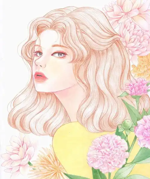 手绘插画一起来画仙女吧彩铅绘画人物头像