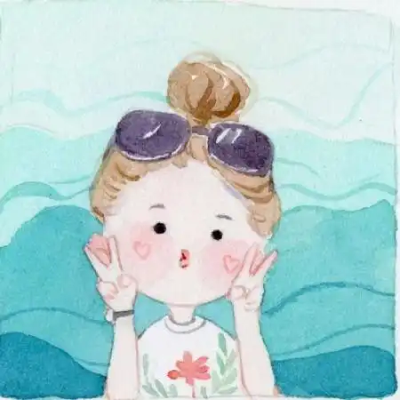 手绘萌娃卡通头像,萌娃快乐的女孩子